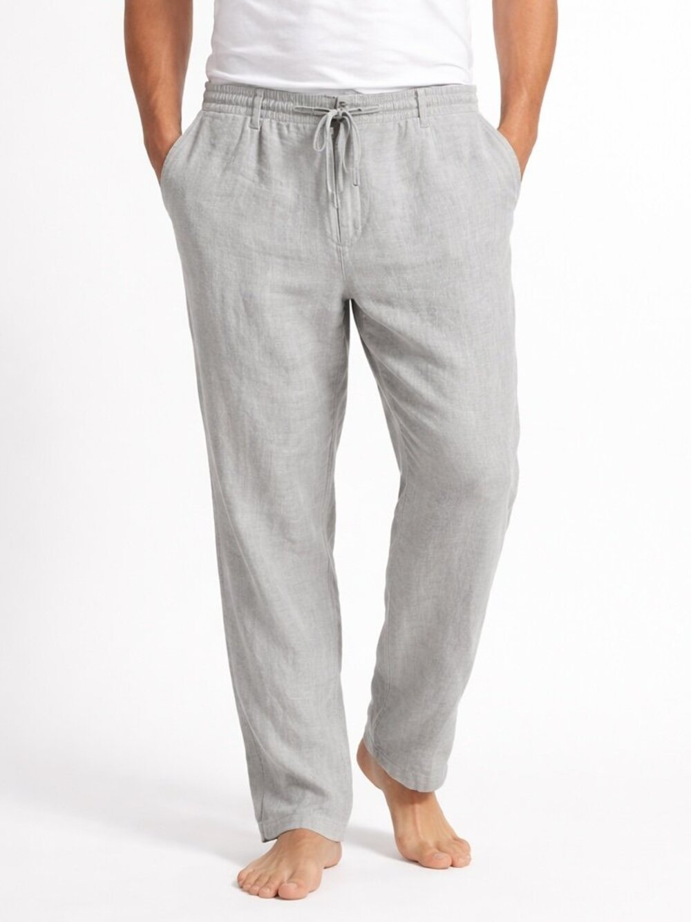 Club Room Luxury Linen Pants Men XXL Gray Drawstring Casual Beach Coastal Lounge